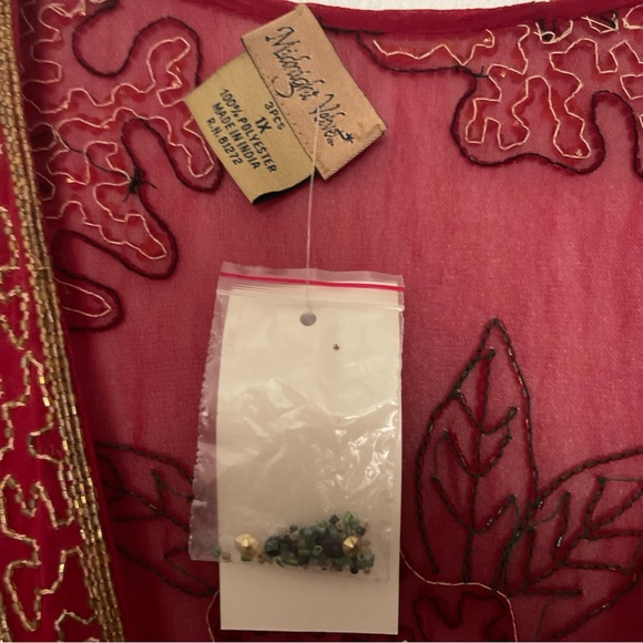 Midnight Velvet Red Embroidered Kimono Women’s 1X new with tags - Picture 3 of 7